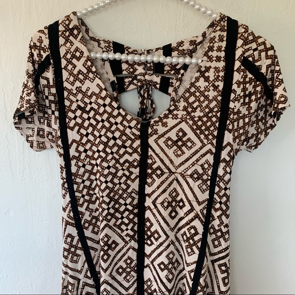 Anthropologie Bel Kazan Geometric Neutral Motif Dress - Picture 8 of 10